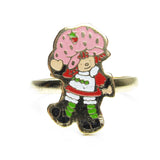 Strawberry Shortcake enamel children's ring on gold band