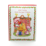 Strawberry Shortcake Christmas card with fireplace and stockings