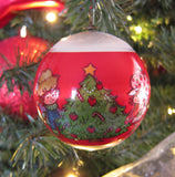 Strawberry Shortcake silk ball ornament with Huckleberry Pie decorating Christmas tree