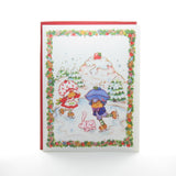 Strawberry Shortcake holiday greeting card with Plum Puddin ice skating