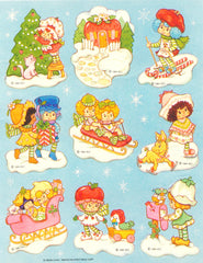 Strawberry Shortcake International Friends Christmas & Winter Stickers Vintage 1984 Unused Sticker Sheet