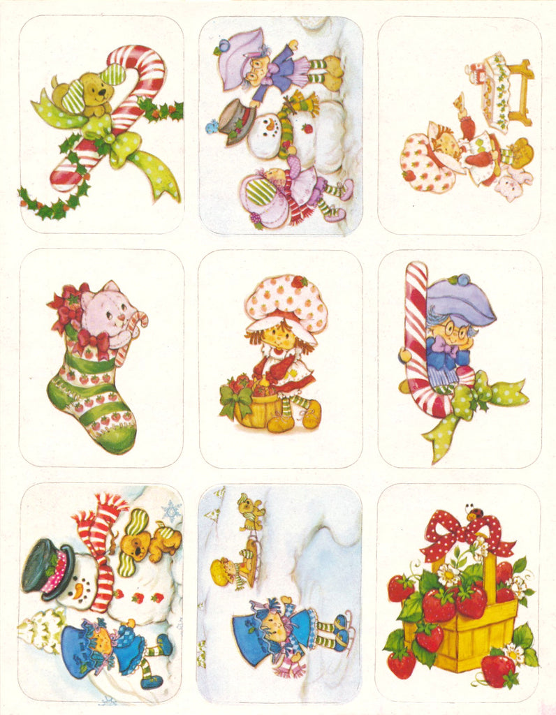 Strawberry Shortcake & Friends Christmas Stickers Vintage Unused Sticker Sheet