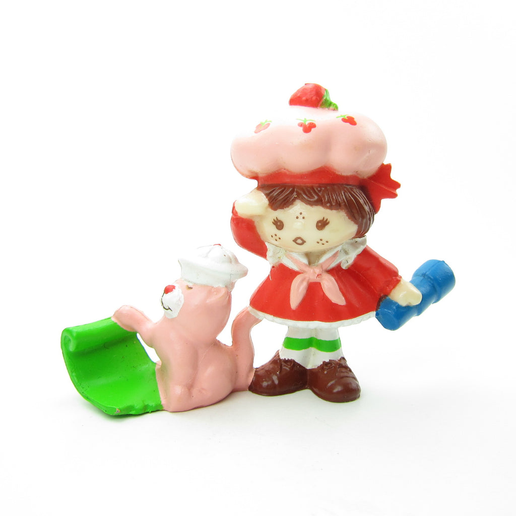 Strawberry Shortcake with Custard on a Sailboat Miniature Figurine
