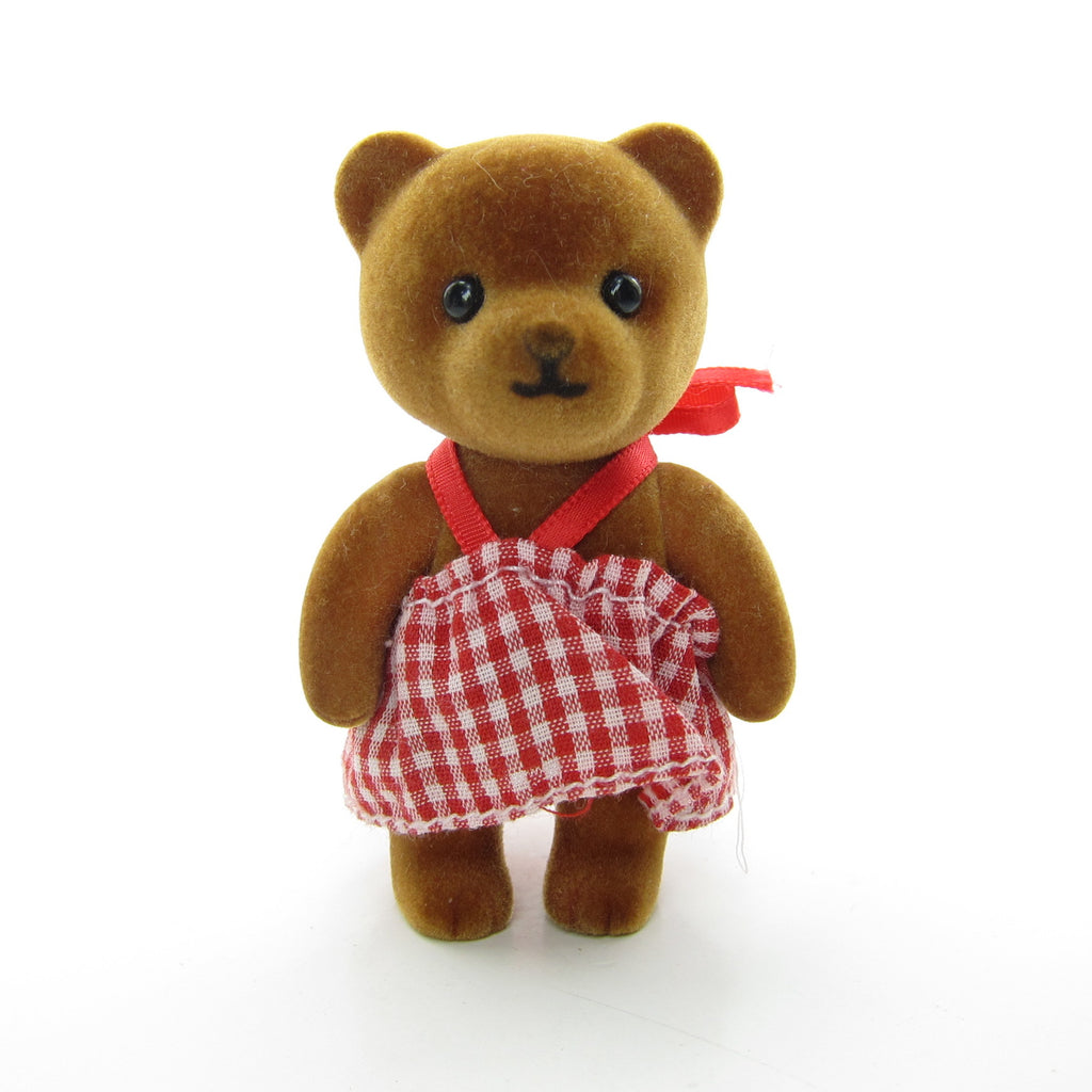 CeCe or Dee-Dee Sister Figure Flocked Toy in Red Gingham Dress from Teddy Bear Story