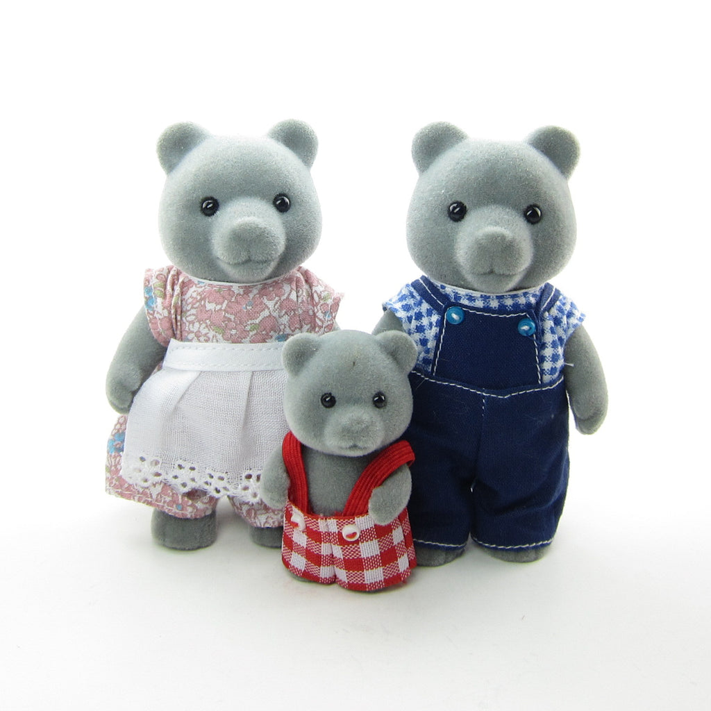 Evergreen Grey Bear Family Vintage Sylvanian Families Toys