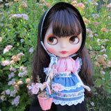 Blythe folk outfit with babushka, blouse, apron, skirt