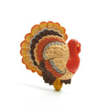 Hallmark turkey pin with dark brown and orange feather details