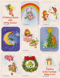 Care Bears Christmas sticker sheet with unused holiday stickers
