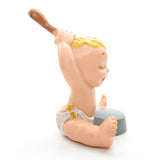 Magic Diaper Babies miniature figurine baby banging on pot or pan with spoon