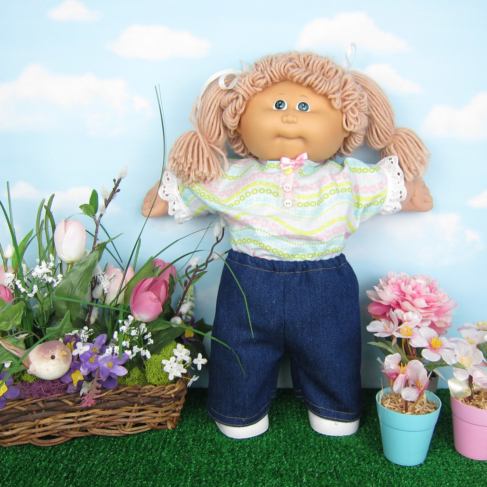 Classic Blue Jeans Pants for 16 Cabbage Patch Kids Dolls Brown Eyed Rose
