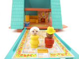 Fisher-Price Play Family A-Frame vintage 1974 Little People house with toys and furniture
