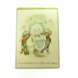 Betsey Clark children with snowman Hallmark postcard