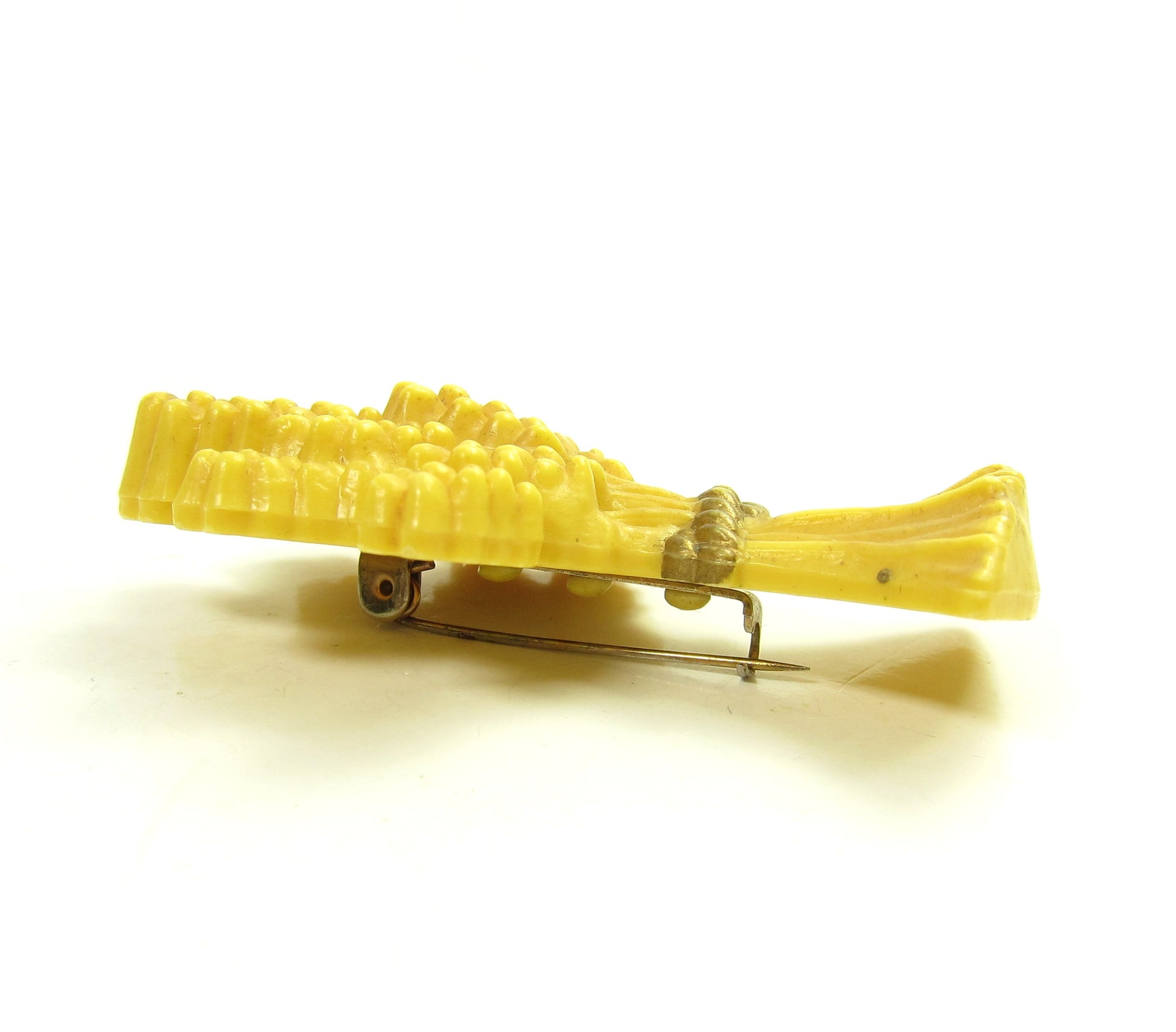 Wheat Sheaf Pin Vintage Hallmark Lapel Brown Eyed Rose