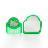 Hello Kitty green plastic pocket mirror and comb