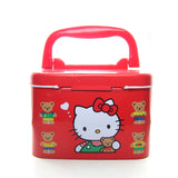Vintage 1993 Hello Kitty red metal storage tin with handle