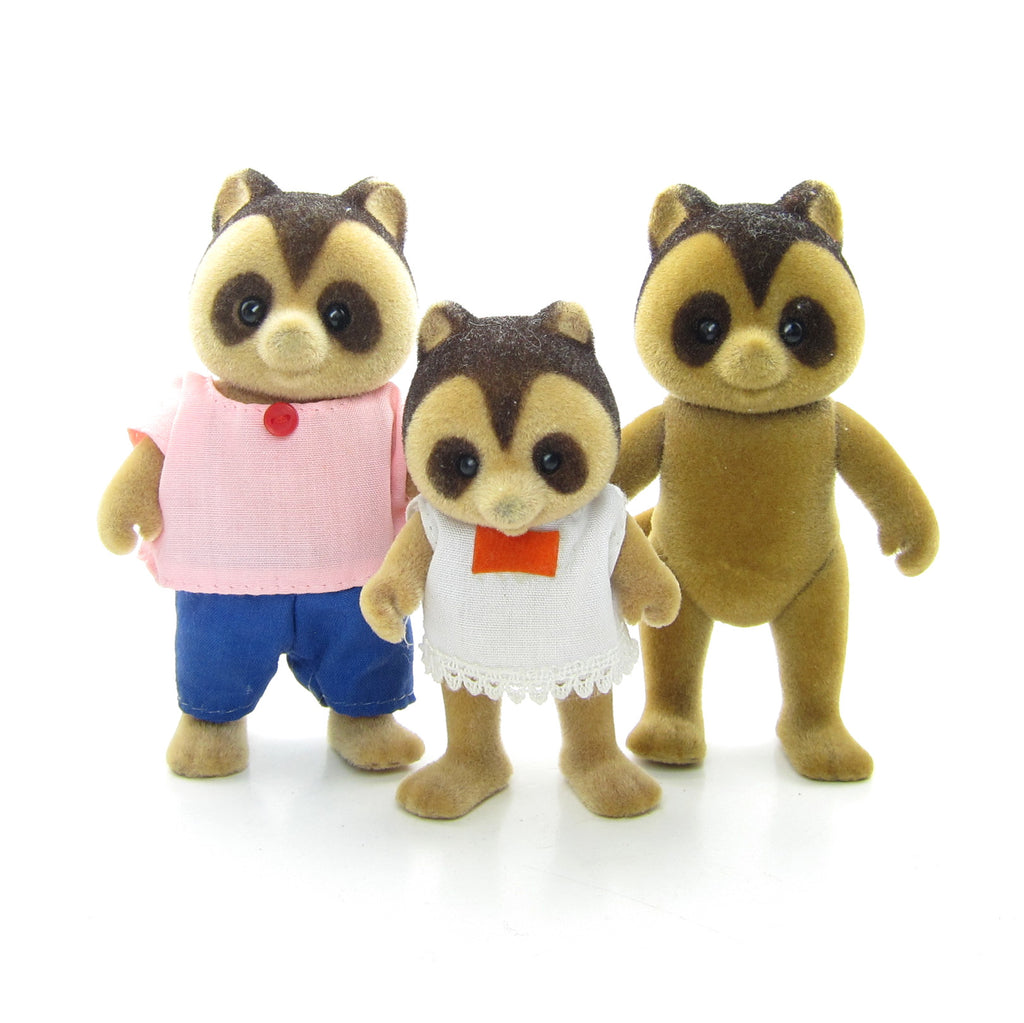 Roxie and Ruthie Raccoon's Family Vintage Maple Town Flocked Racoon Toys