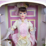 Vintage 1997 Barbie as Mrs. P. F. E. Albee Avon exclusive doll with pink and yellow Victorian dress