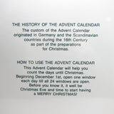 The history of the Advent Calendar information on back of package