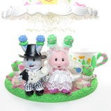 Tea Bunnies bride and groom with Wedding Tea Party playset