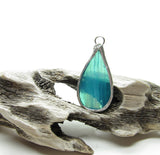 Teal Stained Glass Raindrop Necklace