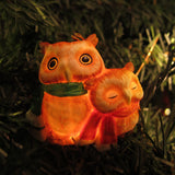 Watch Owls light up porcelain Christmas tree ornament