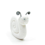 White Polymer Clay Snail Figurine