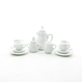 White miniature dollhouse tea set