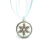 Snowflake stained glass soldered pendant necklace