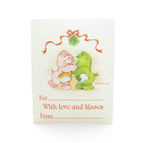 With Love and Kisses Care Bears Christmas gift tag with Cheer and Good Luck Bear
