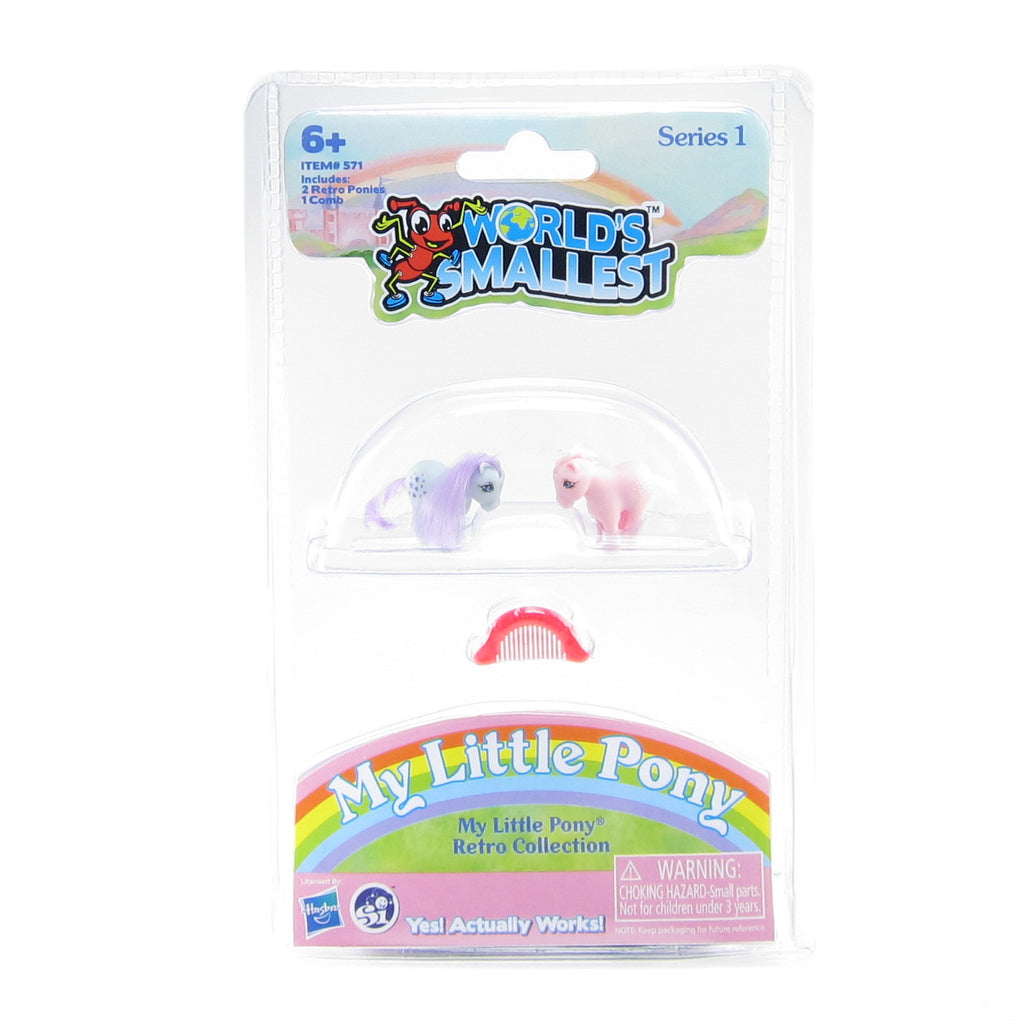 Miniature Blue Belle & Cotton Candy World's Smallest My Little Pony Retro Toy Set