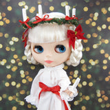 Saint Lucia's Day gown for Blythe with crown of candles